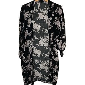🛍️ Spiritual Gangster Maya Robe Kimono One Size Floral Monochrome Open Front